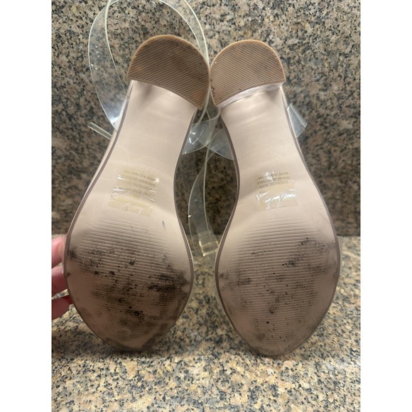 Steve Madden Camille Shoes Womens Size 10 Clear Strap Nude Block Heels Sandals - Picture 9 of 12